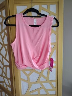 Yogalicious Pink Twist-Front Ribbed Tank
